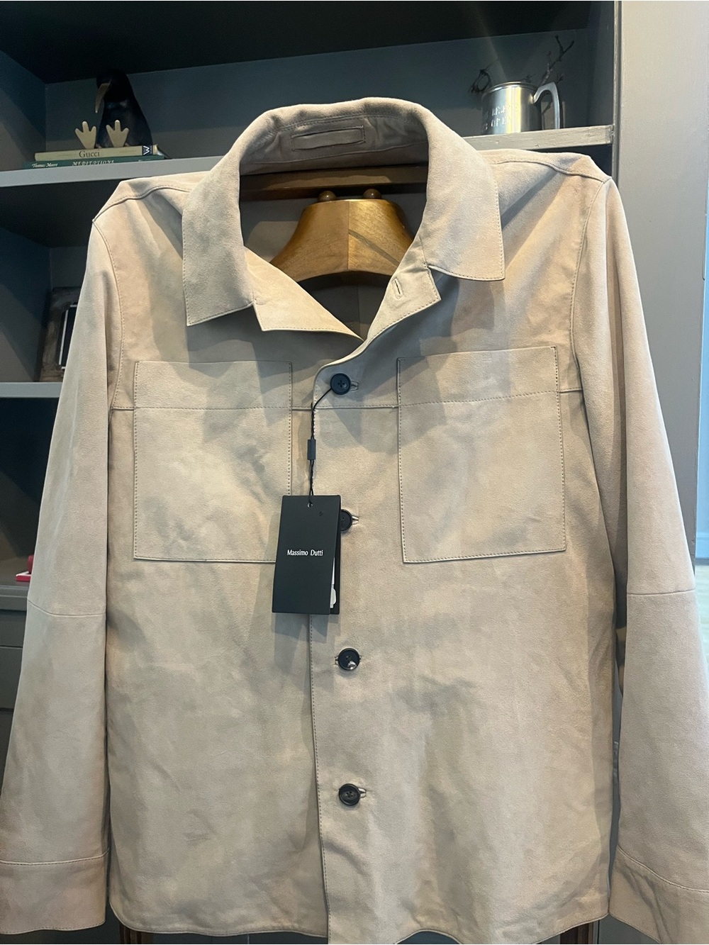 Massimo Dutti Light Beige Suede Shirt Jacket